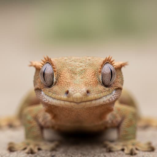 Macro photograph of a crested gecko