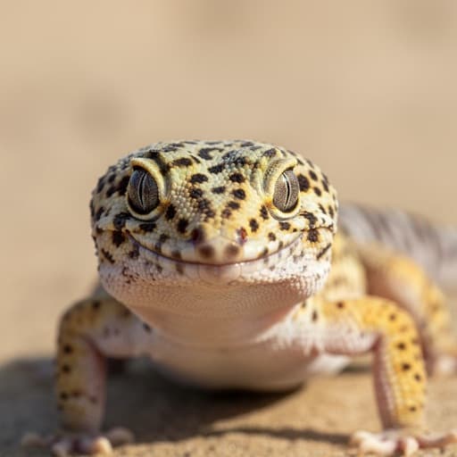 Macro photograph of a leopard gecko