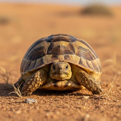 Macro photograph of a russian tortoise