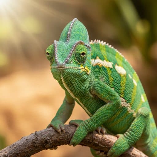 Macro photograph of a veiled chameleon